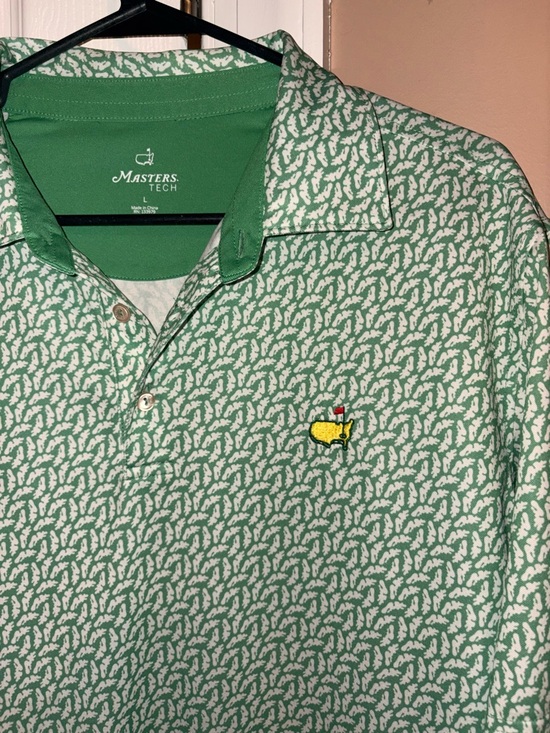 Masters Other - Masters Green Polo with White Leaf Print and Yellow Embroidered Logo